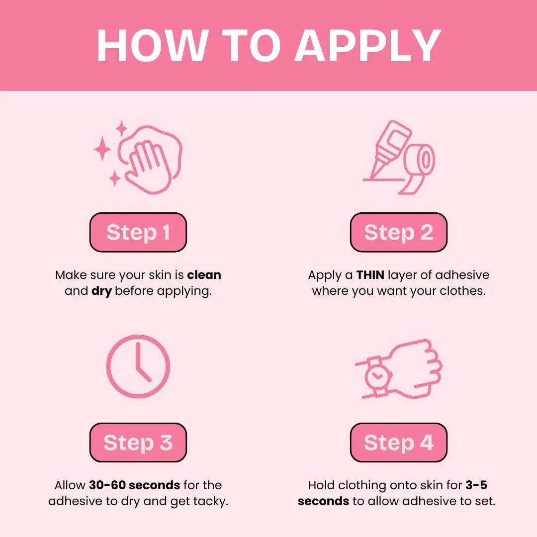 Body Adhesive 20G/0.7Oz - Body Glue for Long-Lasting Slip Resistance, a Fashion Glue That Leaves No Trace, Suitable for All Clothing Bra Accessories Womenswear Rider Tiktokshopspringglowup