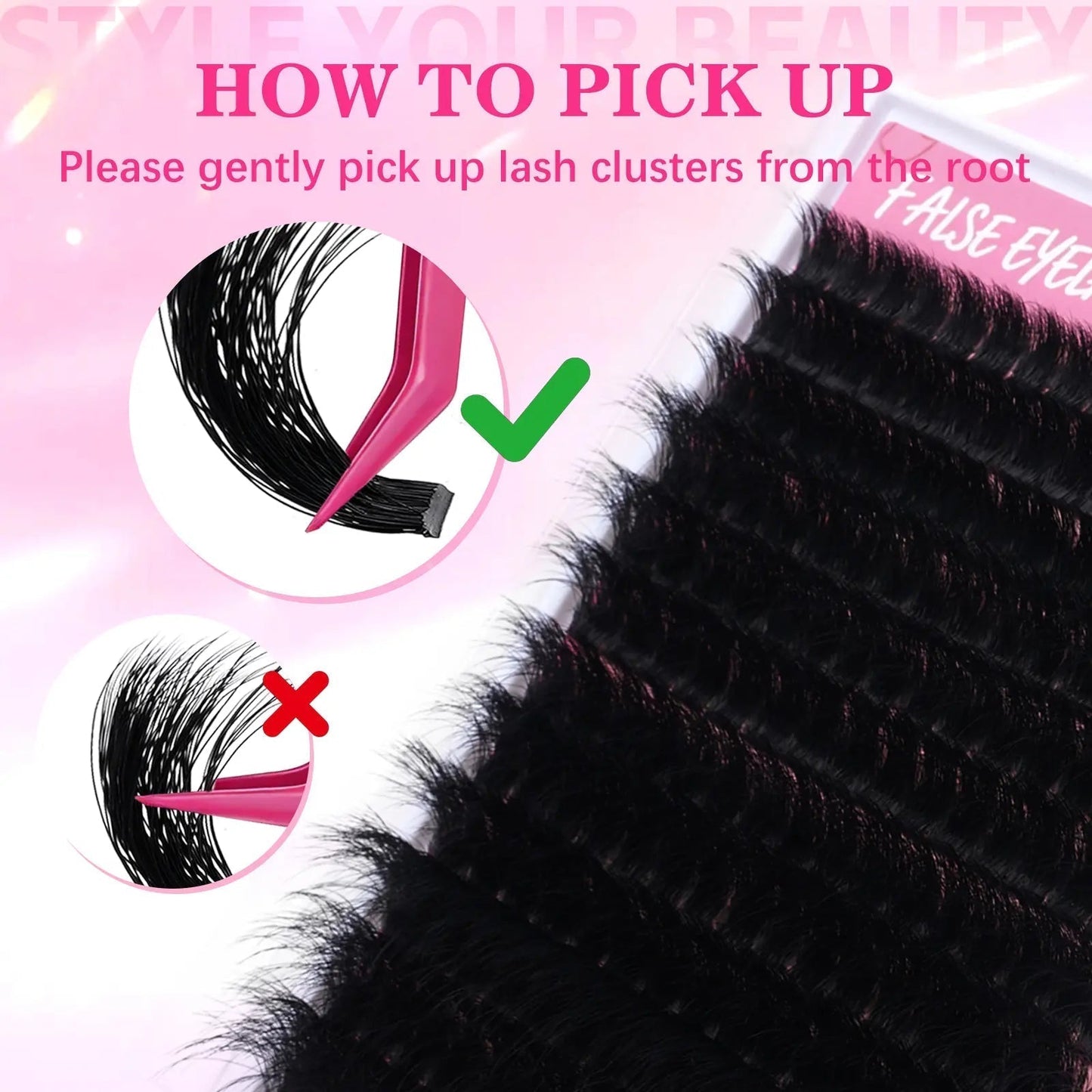 Fluffy Lash Clusters Thick 280D Volume Eyelash Clusters 12-25Mm Wispy Individual Lashes D Curly Cluster Eyelash Extensions DIY Lash Extension for Beginners