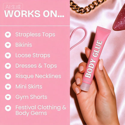 Body Adhesive 20G/0.7Oz - Body Glue for Long-Lasting Slip Resistance, a Fashion Glue That Leaves No Trace, Suitable for All Clothing Bra Accessories Womenswear Rider Tiktokshopspringglowup
