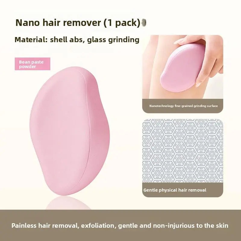 2 In1Nano Glass Remover for Women and Men, Reusable Crystal Hair Eraser Magic Painless Exfoliation Hair Removal Device, Epilator Device for Legs, Back, Arms, Portable Hair Removal Device Gift White Epilator Epilator Hair Remover