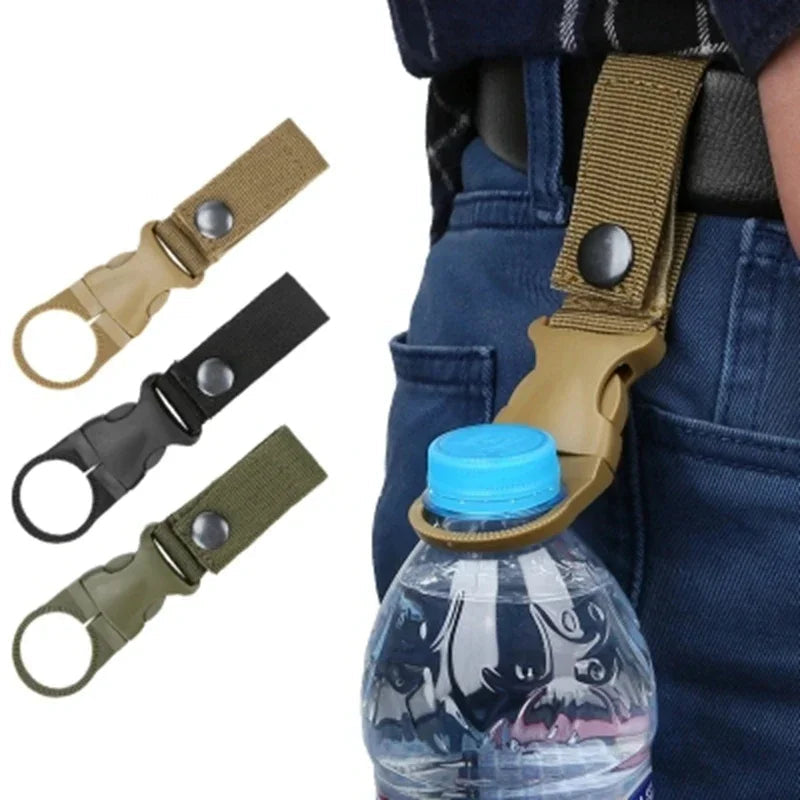 2Pc Outdoor Waterbottle Buckle Hook Nylon Webbing Buckle Hook Climb Carabiner Belt Backpack Hanger Camp Water Bottle Holder Clip