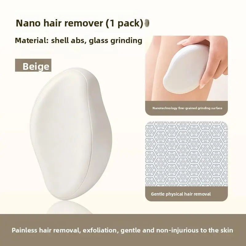 2 In1Nano Glass Remover for Women and Men, Reusable Crystal Hair Eraser Magic Painless Exfoliation Hair Removal Device, Epilator Device for Legs, Back, Arms, Portable Hair Removal Device Gift White Epilator Epilator Hair Remover