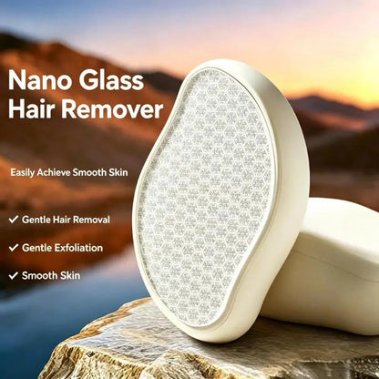 2 In1Nano Glass Remover for Women and Men, Reusable Crystal Hair Eraser Magic Painless Exfoliation Hair Removal Device, Epilator Device for Legs, Back, Arms, Portable Hair Removal Device Gift White Epilator Epilator Hair Remover