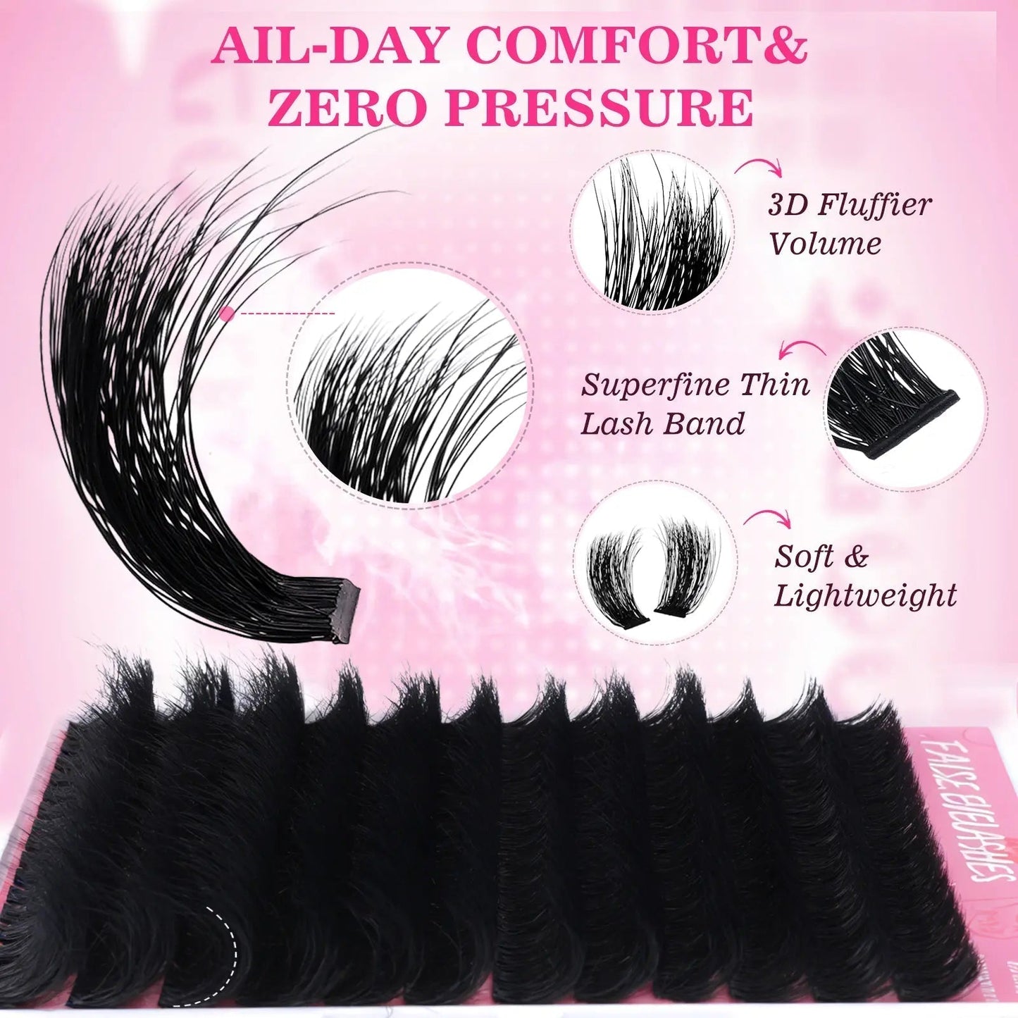 Fluffy Lash Clusters Thick 280D Volume Eyelash Clusters 12-25Mm Wispy Individual Lashes D Curly Cluster Eyelash Extensions DIY Lash Extension for Beginners