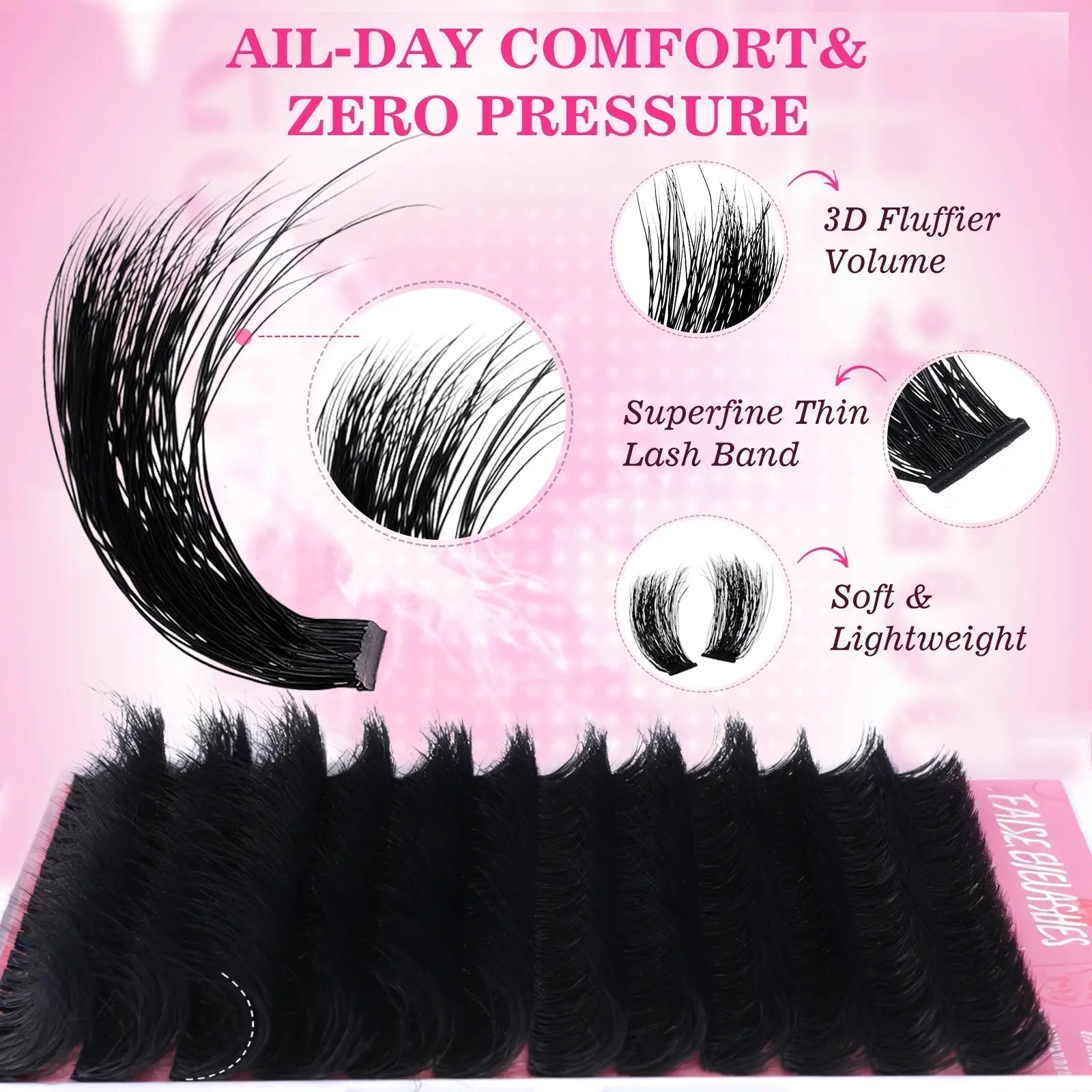 Fluffy Lash Clusters Thick 280D Volume Eyelash Clusters 12-25Mm Wispy Individual Lashes D Curly Cluster Eyelash Extensions DIY Lash Extension for Beginners