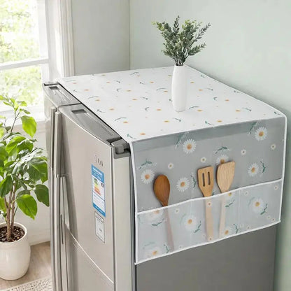 Refrigerator Dust Cover with Storage Pockets Multi Functional Waterproof Fridge Top Protector Household Kitchen Appliance Dust Proof Cover 2 Pack