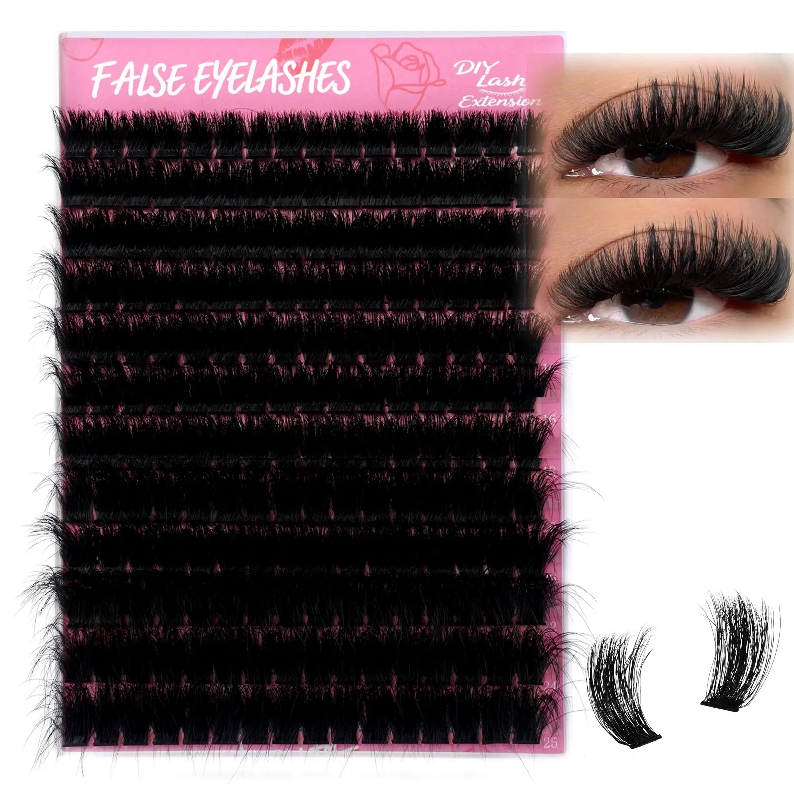Fluffy Lash Clusters Thick 280D Volume Eyelash Clusters 12-25Mm Wispy Individual Lashes D Curly Cluster Eyelash Extensions DIY Lash Extension for Beginners