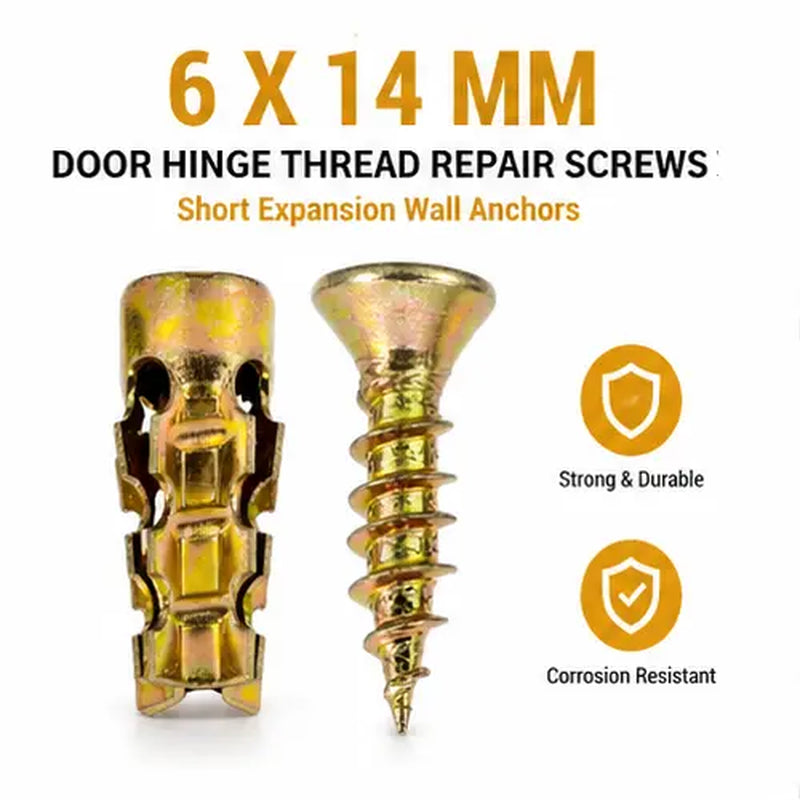 6*14Mm Door Hinge Thread Repair Screws, 30Pack/60Pack Short Expansion Wall Anchors, Stripped Thread Repair Fixer for Cabinet, Tile, Stone and Partition Hinge Mounting