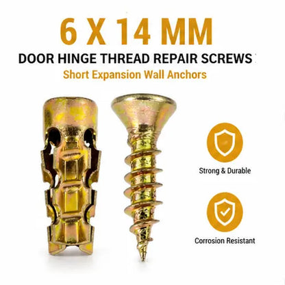 6*14Mm Door Hinge Thread Repair Screws, 30Pack/60Pack Short Expansion Wall Anchors, Stripped Thread Repair Fixer for Cabinet, Tile, Stone and Partition Hinge Mounting